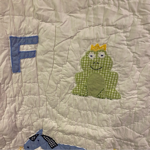Pottery Barn Kids cotton applique gingham Alphabet Soup ABC crib baby quilt - Picture 8 of 15